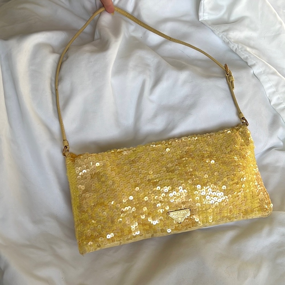 SOLD Prada Yellow Sequined Shoulder Bag - Picture 1 of 13